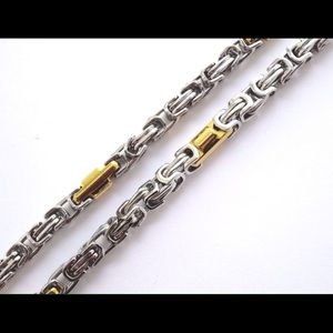 Stainless Steel Two-Tone Byzantine …